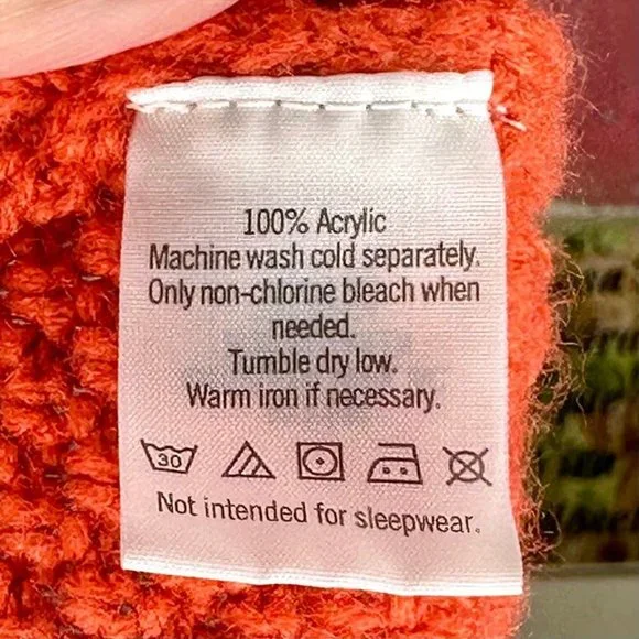 Janie and Jack Cableknit Poncho Orange Size 4 - Picture 8 of 9